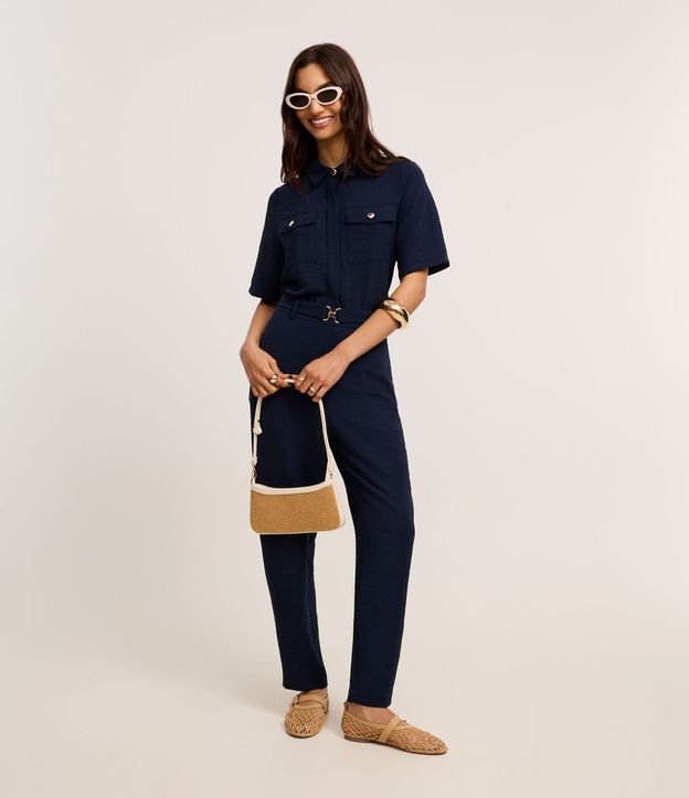 Pantalón Carrot Cintura Alta en Airflow con Hebillas Metalizadas