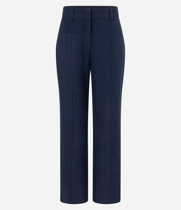 Pantalón Recto Sastre Cintura Alta con Bolsillos Falsos y Frisos 5