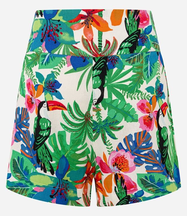 Short Cintura Mediana en Viscolino con Estampa Tropical 7