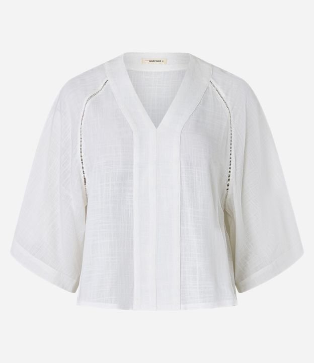 Blusa en Viscosa con Entrelaces y Manga Amplia 5