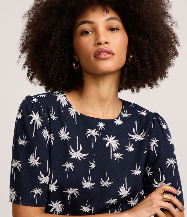 Blusa en Viscolino con Estampa Palmeras 4