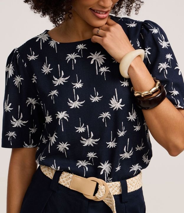 Blusa en Viscolino con Estampa Palmeras 5