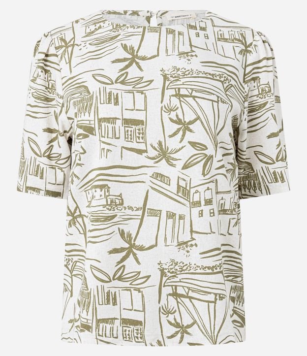 Blusa en Viscolino con Estampa Pueblo de Playa 7