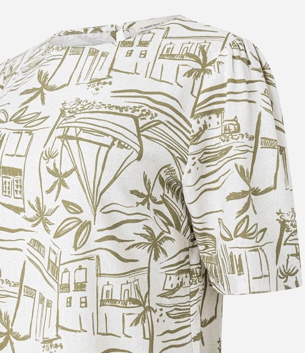 Blusa en Viscolino con Estampa Pueblo de Playa 8
