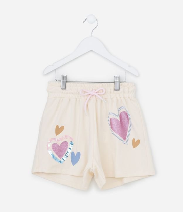 Short Infantil con Bordado Corazones en Lentejuelas - Talle 5 a 14 años 2