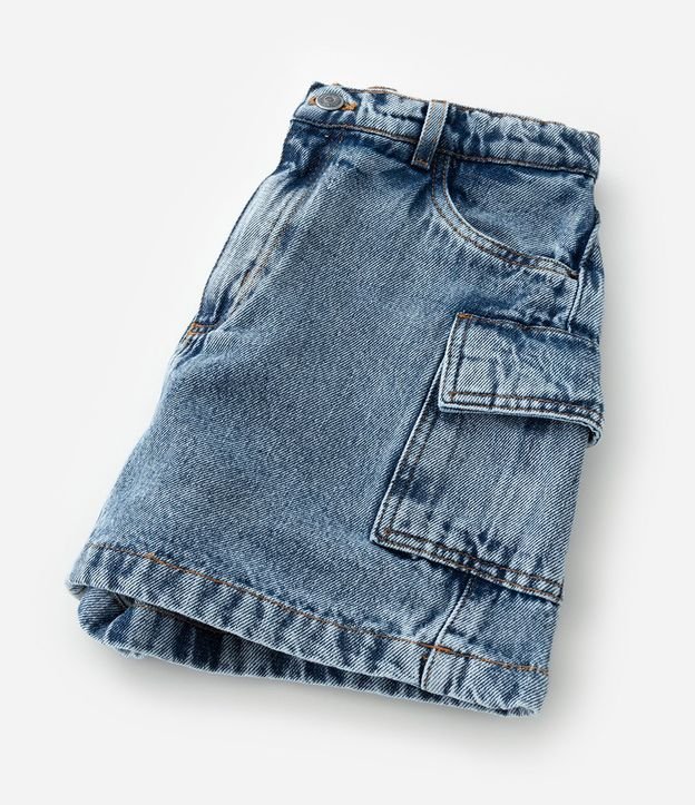 Short Pollera Infantil Jeans con Bolsillos Cargo - Talle 5 a 14 años 4