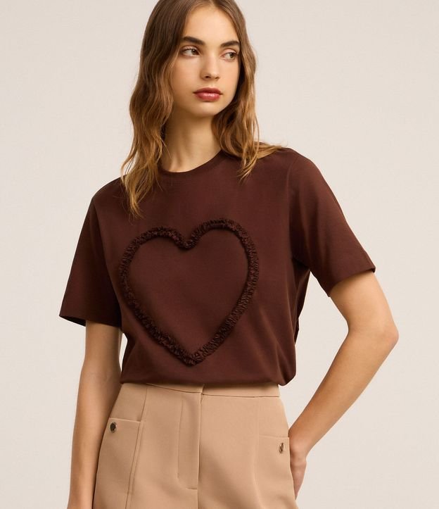 Remera en Algodón con Volado de Corazón