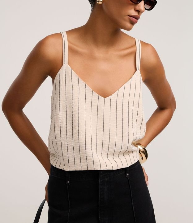 Blusa de Bretel en Airflow con Rayas Verticales de Hilo Teñido 4