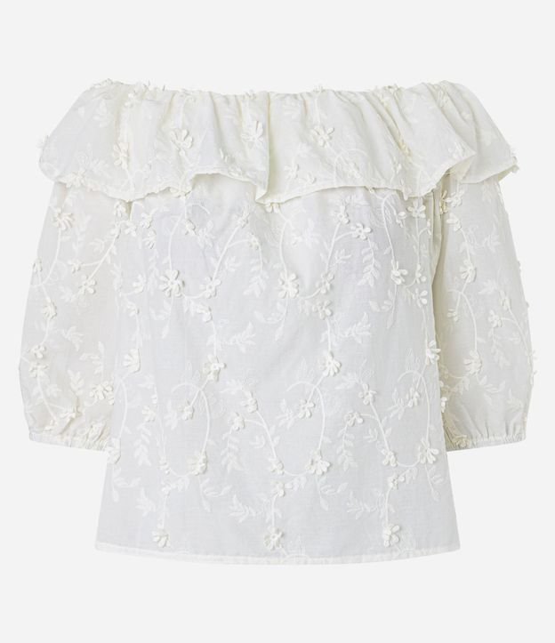 Blusa Hombro a Hombro con Volado y Bordado Floral 5