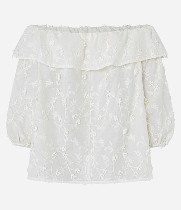 Blusa Hombro a Hombro con Volado y Bordado Floral 7