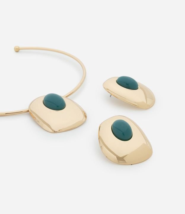 Conjunto de Collar y Caravana con Piedra en Resina 2