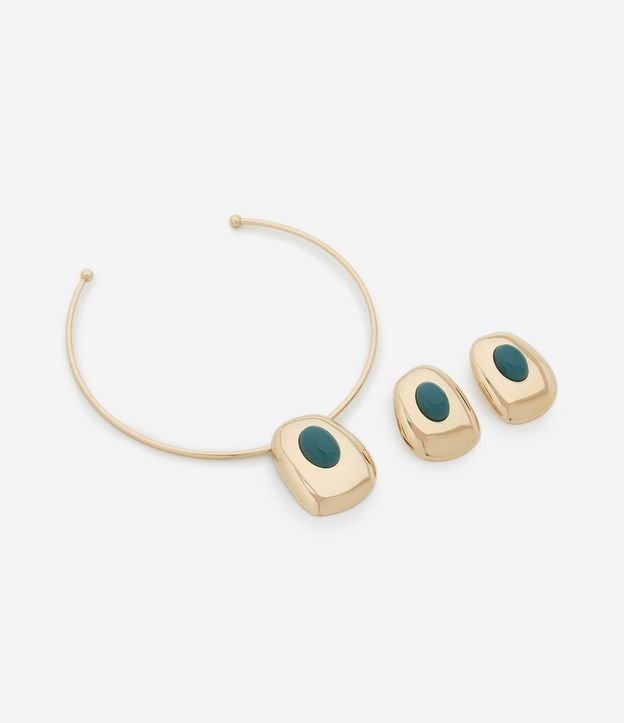 Conjunto de Collar y Caravana con Piedra en Resina 3