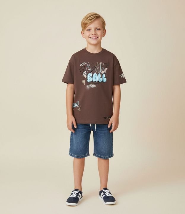 Remera Infantil con Letras Grafiteadas- Talle 5 a 14  Anos