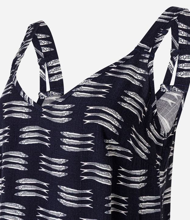 Blusa en Viscosa con Escote V y Estampa de Peces 7