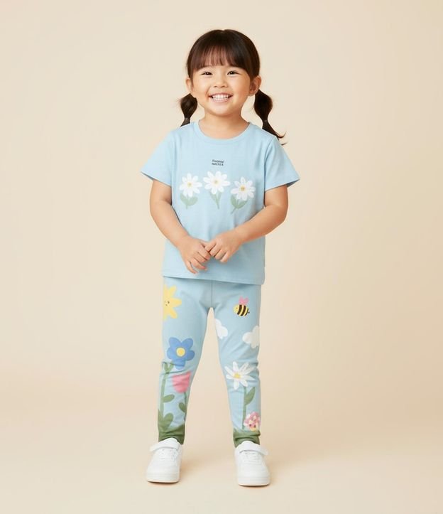 Pantalón Legging Infanitl en Cotton con Estampa de la Natureza - Talle 1 A 6 años