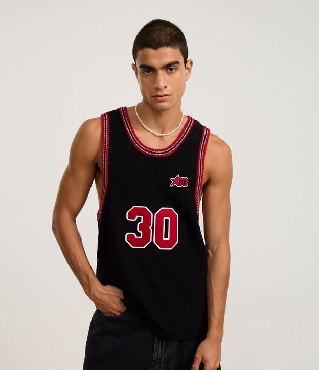 Musculosa Sportcore en Punto con Número 30 y Bies contrastante