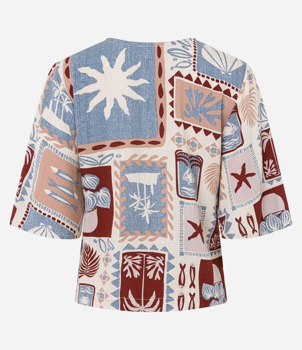 Blusa en Viscosa con Abalorio en el Escote y Estampa Palmeras 9