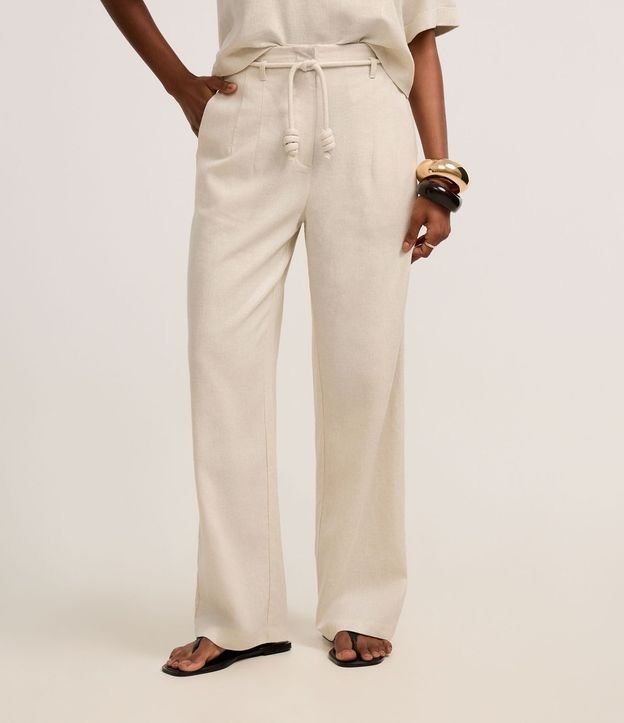 Pantalón Pantalona en Viscolino con Cinturón Cuerda 3
