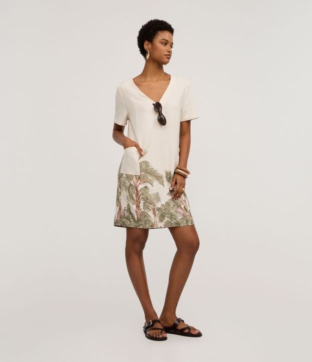 Vestido T-Shirt en Viscolino con Estampado de Follaje 3