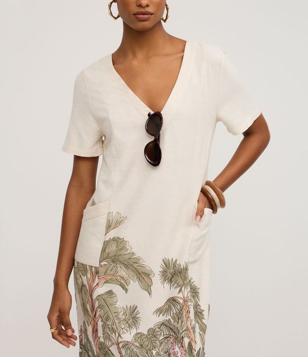 Vestido T-Shirt en Viscolino con Estampado de Follaje 5