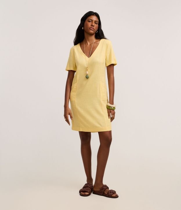 Vestido T-Shirt en Viscolino con Escote V 2