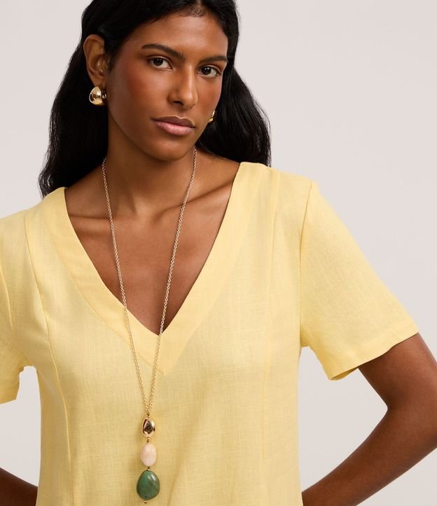 Vestido T-Shirt en Viscolino con Escote V 3