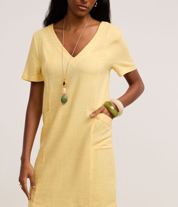 Vestido T-Shirt en Viscolino con Escote V 4