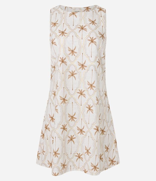 Vestido Corto en Viscolino con Estampa Palmeras y Hojas 5