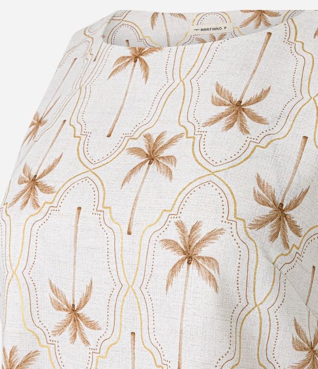 Vestido Corto en Viscolino con Estampa Palmeras y Hojas 6