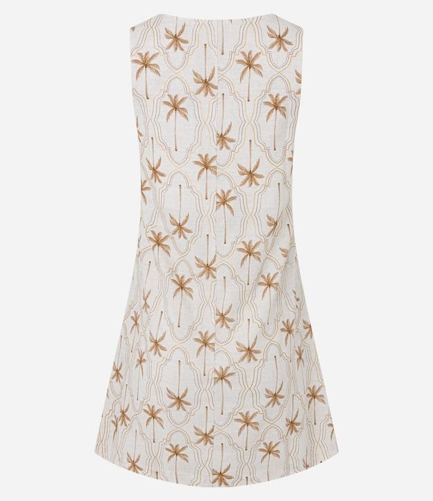 Vestido Corto en Viscolino con Estampa Palmeras y Hojas 7