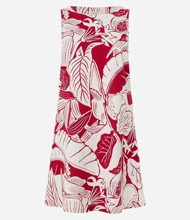 Vestido Corto en Viscolino con Estampa Follaje y Limones 5