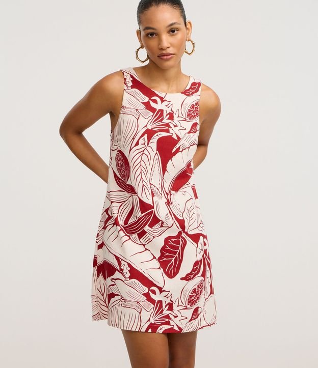 Vestido Corto en Viscolino con Estampa Follaje y Limones 2