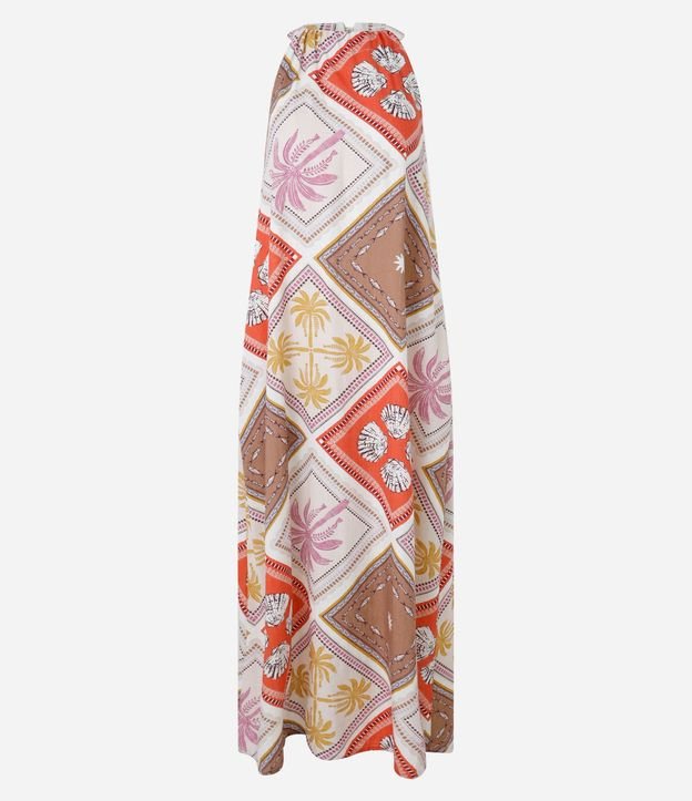 Vestido Evasê Midi en Viscolino con Estampa Tropical 7