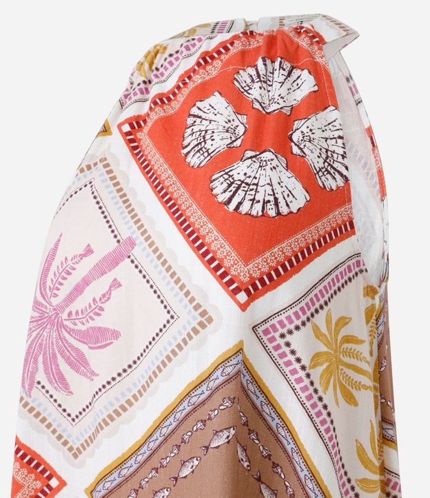 Vestido Evasê Midi en Viscolino con Estampa Tropical 8