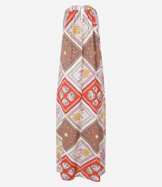 Vestido Evasê Midi en Viscolino con Estampa Tropical 9