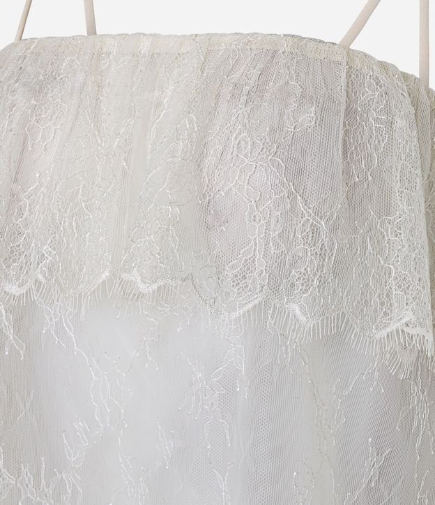 Blusa Corta en Encaje con Superposición y Breteles Finos 6