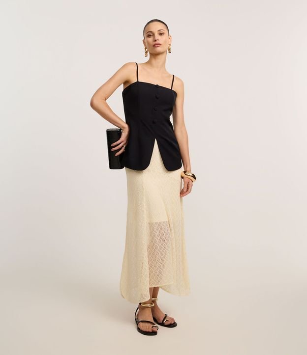 Blusa Sastrería de Bretel con Escote Recto y Botones Forrados 2