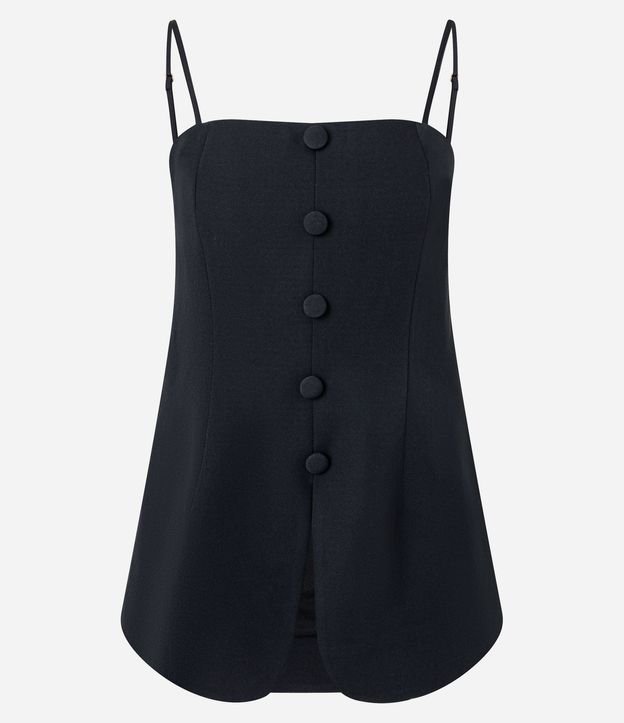 Blusa Sastrería de Bretel con Escote Recto y Botones Forrados 4