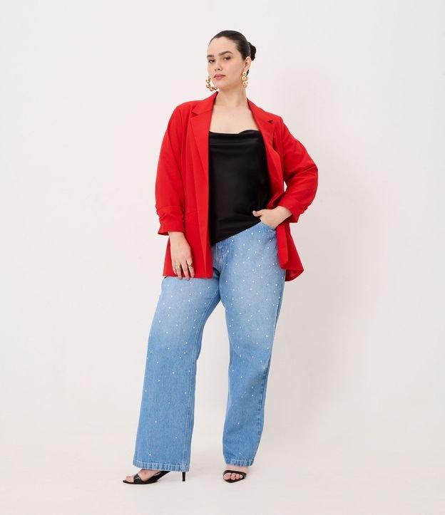 Blazer Alargado en Crepé con Manga Fruncida Curve & Plus Size 3