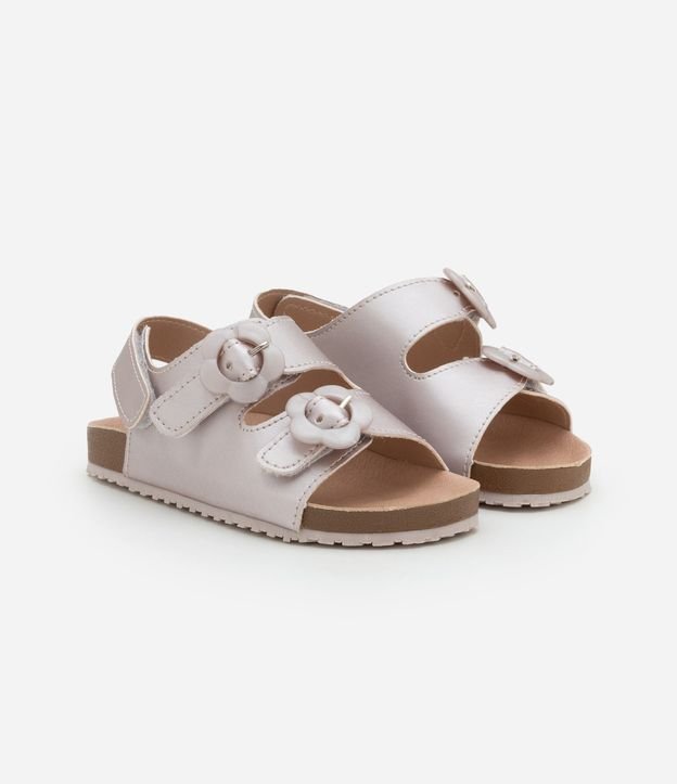 Sandalia en PU Infantil con hebilla flor - Talle 20 a 27