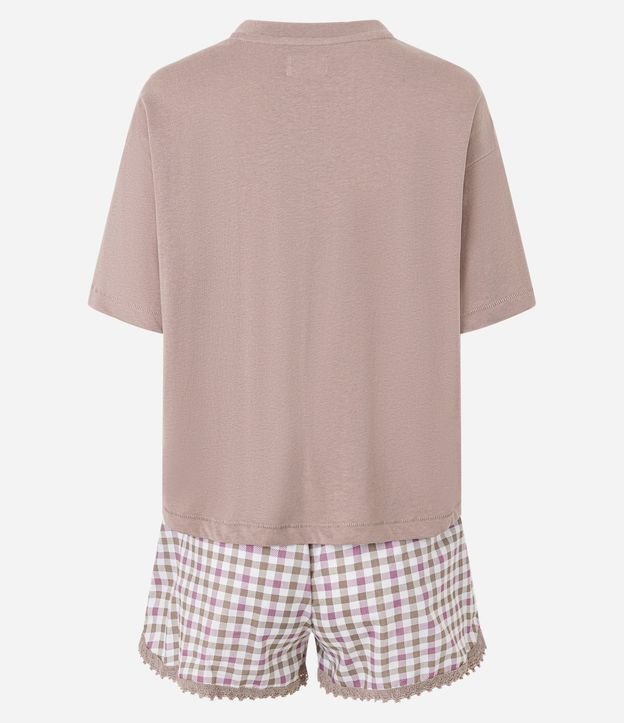 Pijama Short Doll en Algodón con Estampa Mística y Short de Cuadros Vichy 5
