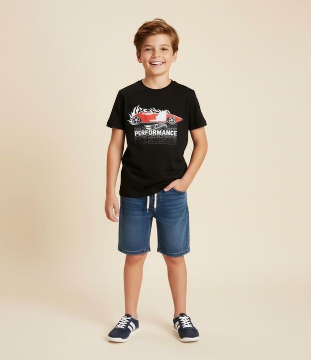 Remera Infantil con Estampa Hot Wheels Interactiva en Lentejuela - Talle 4 a 10 años