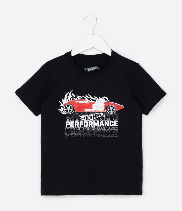 Remera Infantil con Estampa Hot Wheels Interactiva en Lentejuela - Talle 4 a 10 años