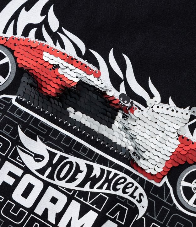 Remera Infantil con Estampa Hot Wheels Interactiva en Lentejuela - Talle 4 a 10 años 8