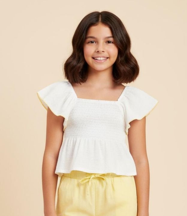 Blusa Infantil con Volados y Bies Contrastante - Talle 7 a 14 años 2