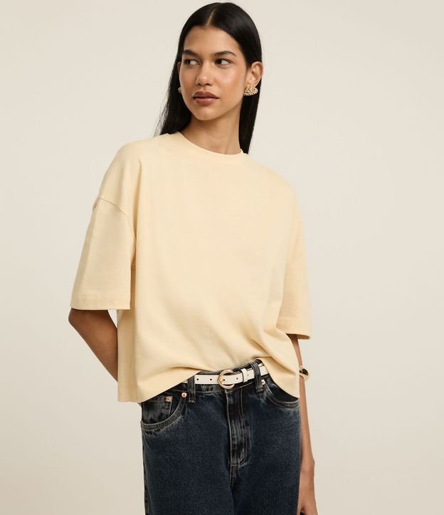 Remera Boxy en Algodón con Cuello Redondo