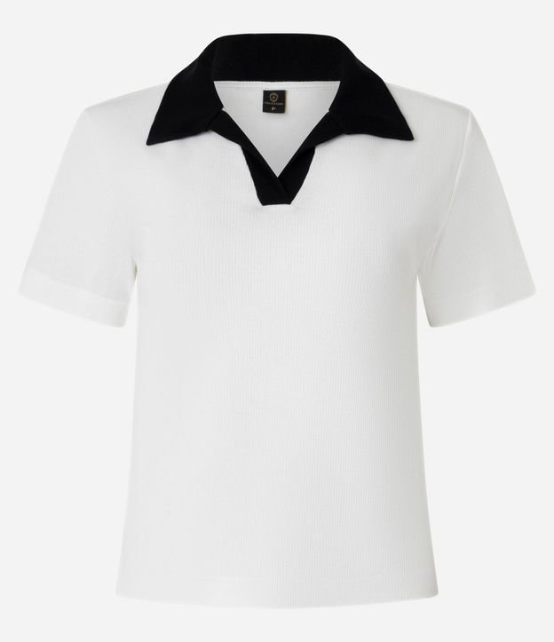 Blusa Acanalada en Rib con Cuello Polo Contrastante 5