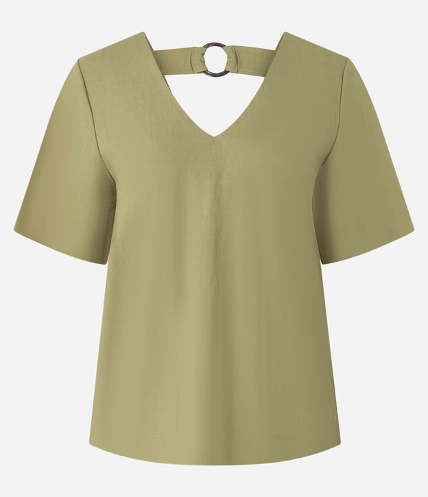 Blusa en Orly con Escote V y Cinta con Aro en la Espalda