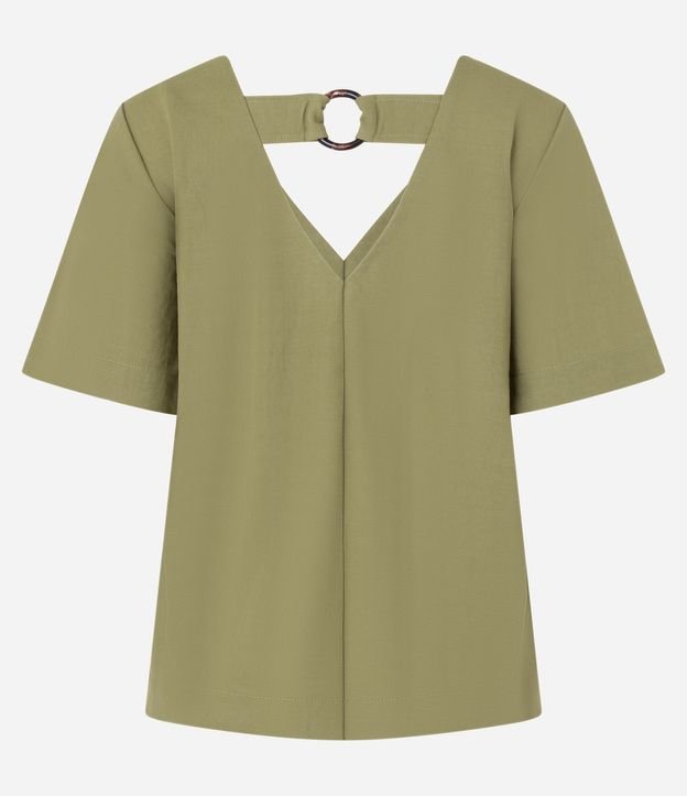 Blusa en Orly con Escote V y Cinta con Aro en la Espalda 2