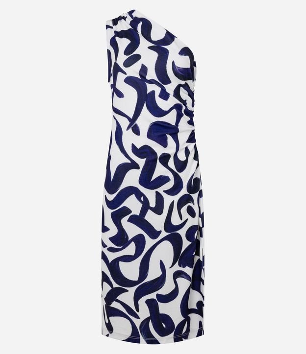 Vestido Midi Hombro Único en Crepé con Estampa Abstracta 5